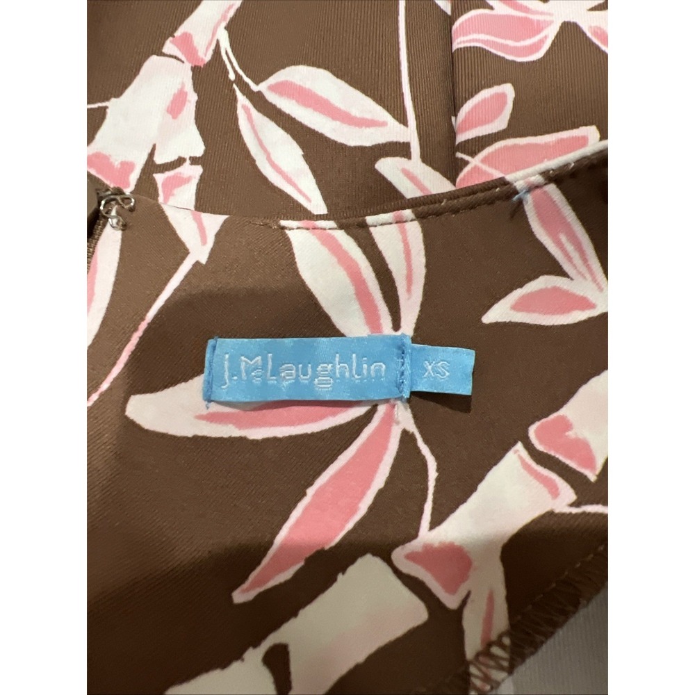 J McLaughlin Bamboo‎ Print Stretch Sophia Dress Brown & Pink Catalina Cloth - Picture 4 of 7
